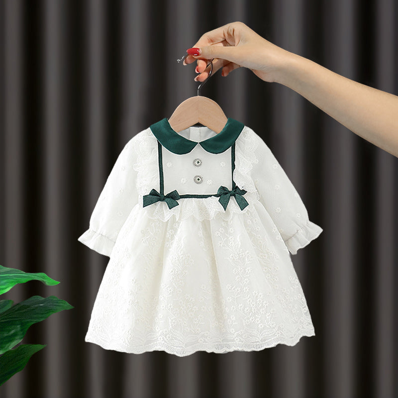 Baby Girl Princess Dress Spring Dress 2121 New 3-Year-Old 4-Week-Old Children Spring And Autumn Dress Girl'S Foreign Style Dress